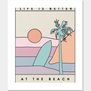 Retro Hand drawn summer beach Posters and Art